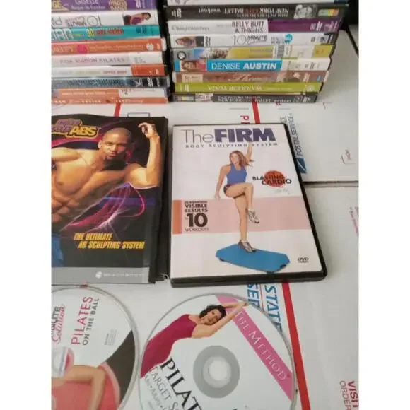 Lot Of 46 Ulimate Workout Lot Of Dvds Pilates Yoga Abs Core + More!~ Trl4#193